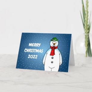 Tarjeta Festiva Feliz y feliz hombre de nieve
