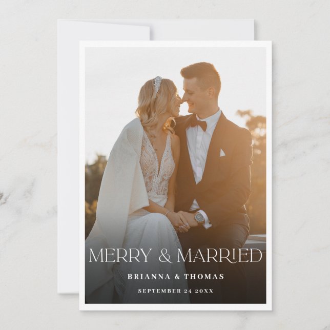 Tarjeta Festiva Feliz y matrimonio | Elegante foto moderna (Anverso)