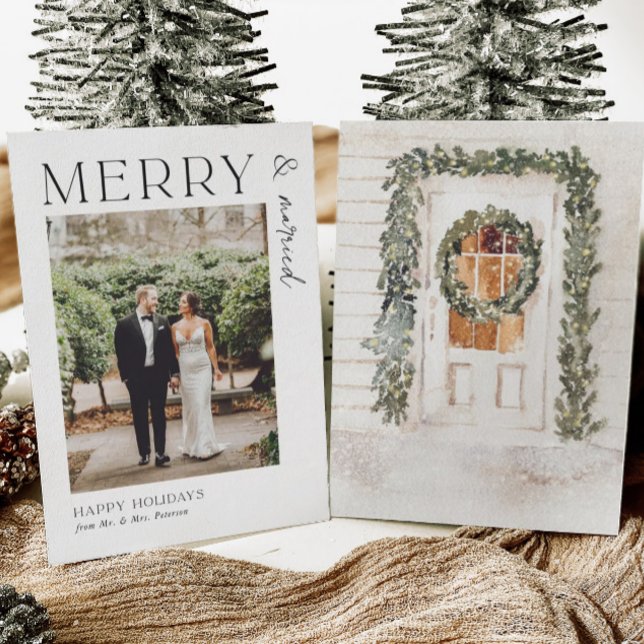 Tarjeta Festiva Feliz y matrimonio recién casados Sr. y Sra. Holid (Subido por el creador)
