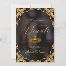 Tarjeta Festiva Feliz y próspero Diwali Elegante personalizable