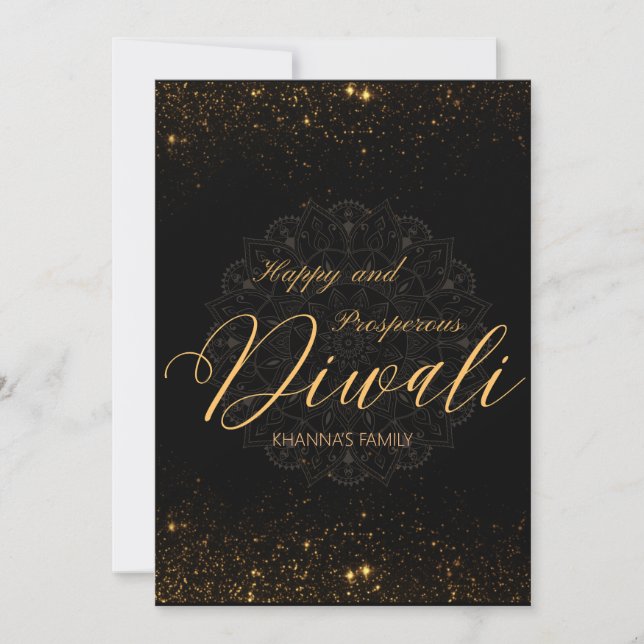 Tarjeta Festiva Feliz y próspero Diwali personalizable (Anverso)