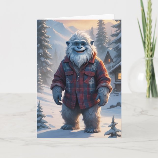 Tarjeta Festiva Feliz Yeti (Anverso)