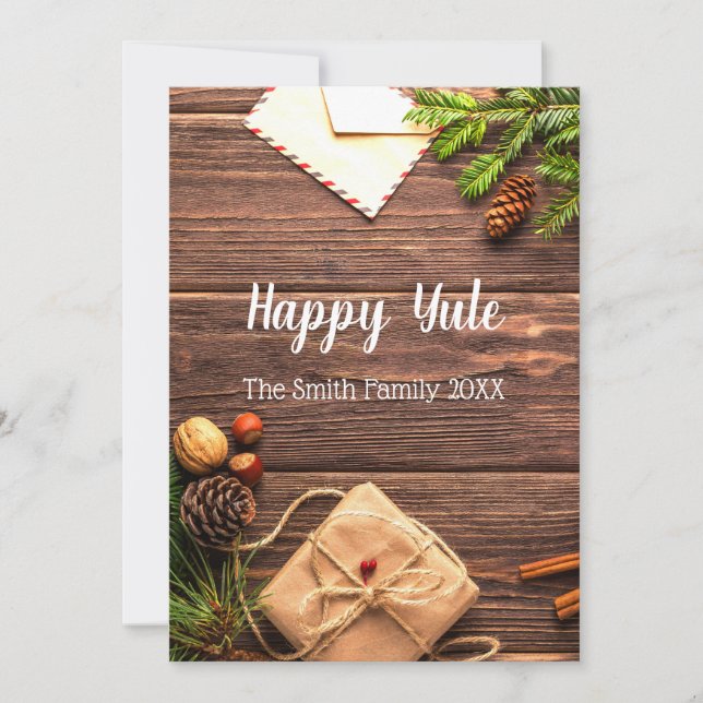 Tarjeta Festiva Feliz Yule (Anverso)