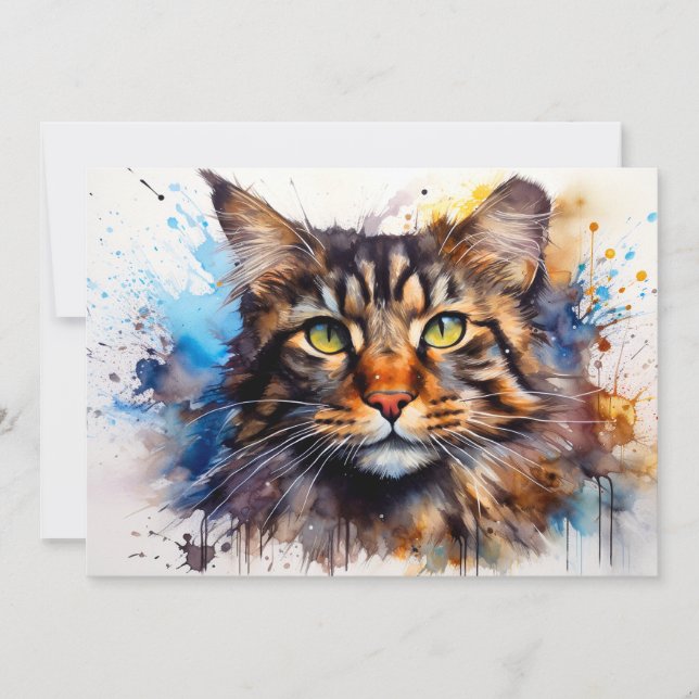 Tarjeta Festiva Feral Maine Coon (Anverso)