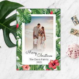 Tarjeta Festiva Feria de la familia navideña Foto de la hoja de fl