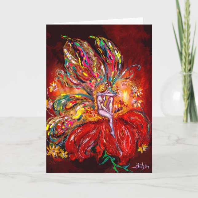 TARJETA FESTIVA FERIA EN ROJO (Anverso)