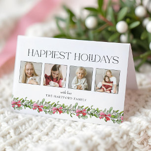 Tarjeta Festiva Feriadas más felices de Coquette Bow Mistletoe 4 F
