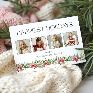 Tarjeta Festiva Feriadas más felices de Coquette Bow Mistletoe 4 F