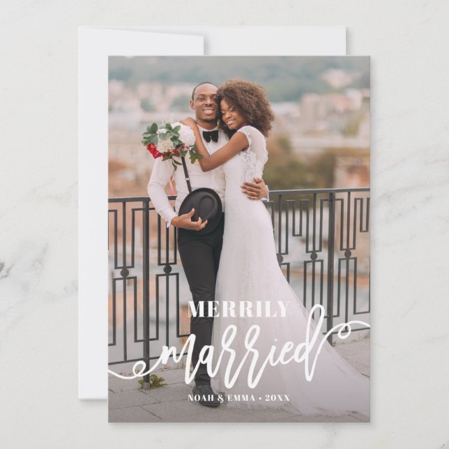 Tarjeta Festiva Feriado Boda con la mano recién casada (Anverso)