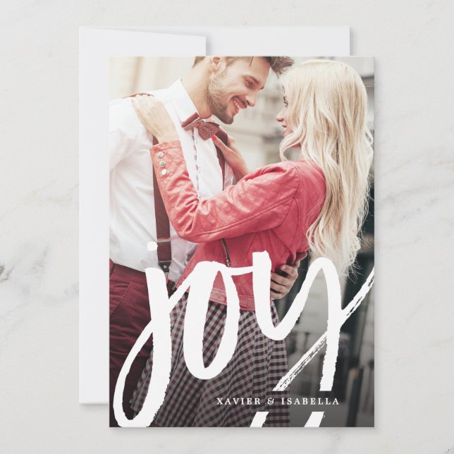 Tarjeta Festiva Feriado de fotos de joy escritas a mano (Anverso)