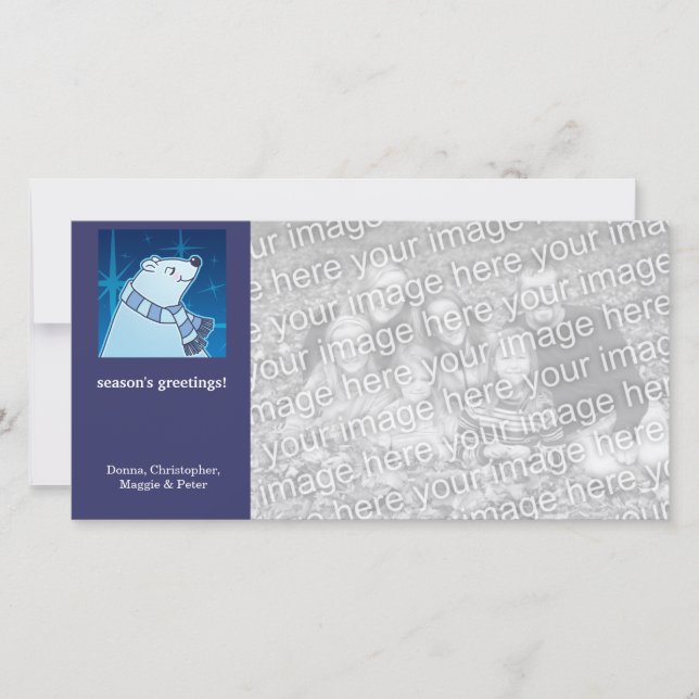 Tarjeta Festiva Feriado del oso polar personalizado (Anverso)