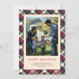Tarjeta Festiva Feriado fotográfico de la familia Tartán personali