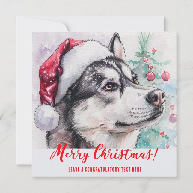 Tarjeta Festiva Feriado Husky Siberiano Personalizado (Anverso)