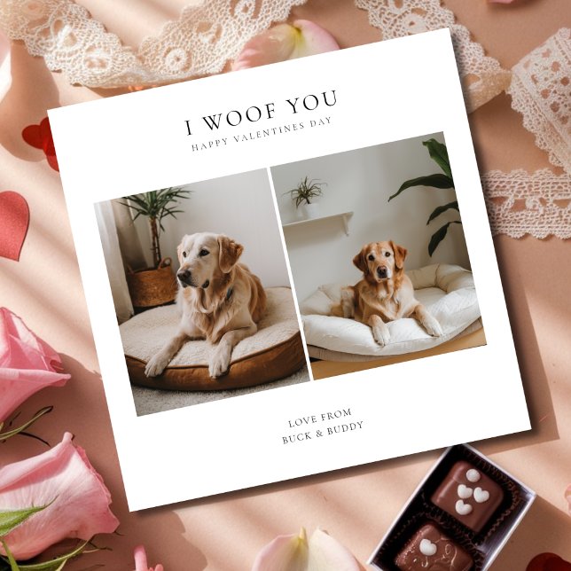 Tarjeta Festiva Feriado mascota Te Woof Valentine Day Photo Card (Subido por el creador)