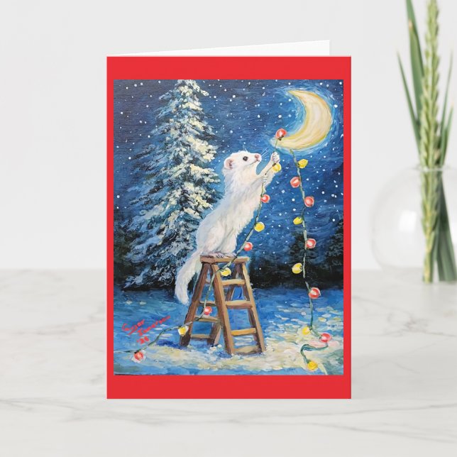Tarjeta Festiva Ferret Christmas Card  (Anverso)