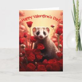 Tarjeta Festiva Ferret con El día de San Valentín de Corazón de Fl