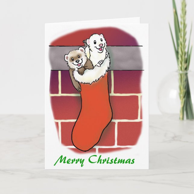 Tarjeta Festiva Ferret Stocking Stuffers (Anverso)