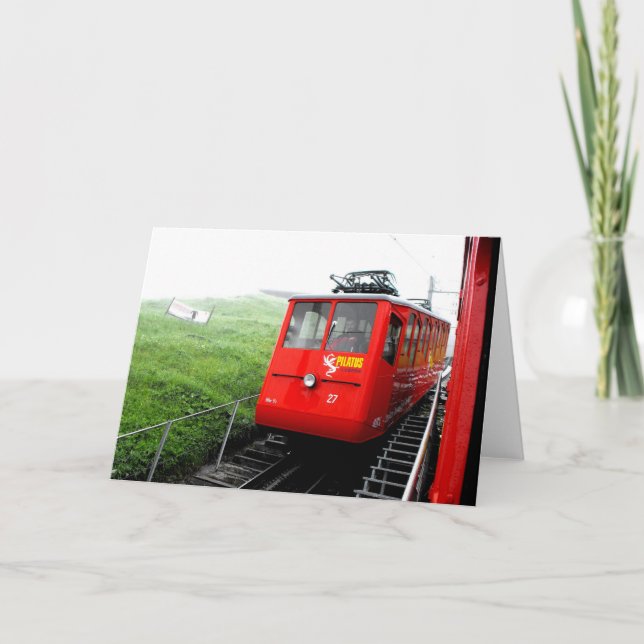 Tarjeta Festiva Ferrocarril de cog Monte Pilatus en Suiza (Anverso)