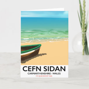 Tarjeta Festiva Ferrocarriles vintage de Cefn Sidan, Carmarthenshi
