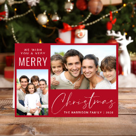 Tarjeta Festiva Ferry Christmas 2 Photo Script Red