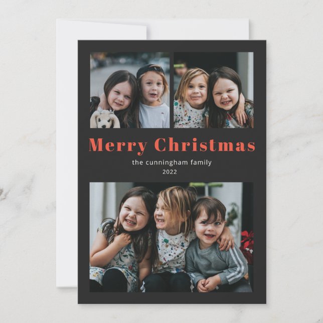 Tarjeta Festiva Ferry Christmas 3 Photo Simple Holiday Card (Anverso)
