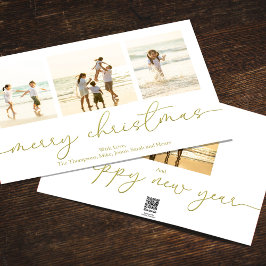 Tarjeta Festiva Ferry Christmas 4 Photo Gold Caligraphy Script