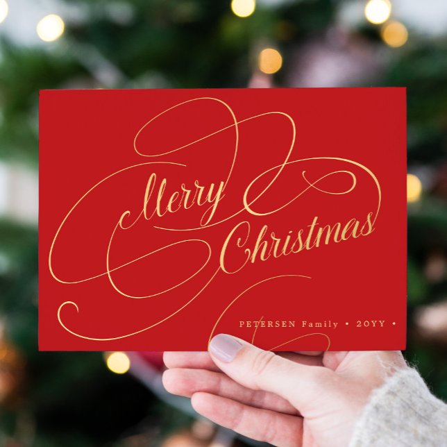 Tarjeta Festiva Ferry Christmas gold script classic red (Subido por el creador)