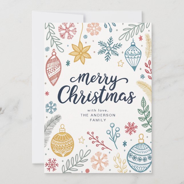 Tarjeta Festiva Ferry Christmas Ink Doodles Non-Photo (Anverso)