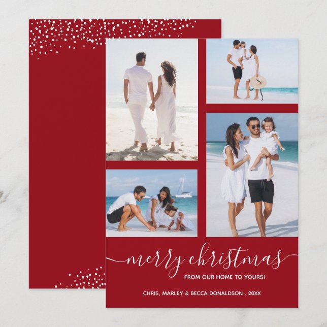 Tarjeta Festiva Ferry Christmas Multi Photo Cranberry (Anverso / Reverso)