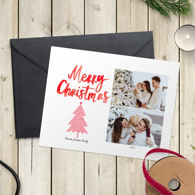 Tarjeta Festiva Ferry Christmas Trendy Simple Red Photo Card (Subido por el creador)