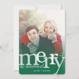 Tarjeta Festiva FERRY & Married Green Overlay Photo Navidades