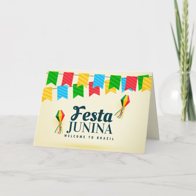 Tarjeta Festiva Festa Junina - Bienvenidos a Brasil (Anverso)