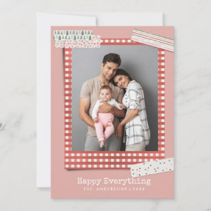 Tarjeta Festiva Festejos de Scrapbooking   Foto en marco de gingha