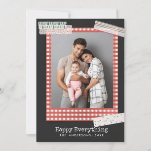 Tarjeta Festiva Festejos de Scrapbooking   Foto en marco de gingha