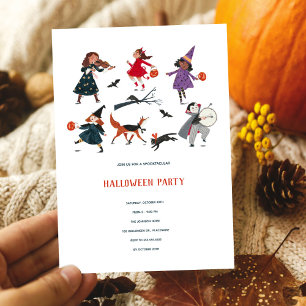 Tarjeta Festiva Festín de Halloween niños truco para tratar desfil