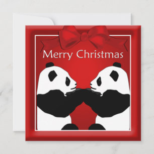 Tarjeta Festiva Festín de Navidades de parejas de amigos de Panda