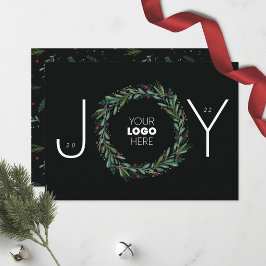 Tarjeta Festiva Festiva JOY Corporate Wreath deja Berries