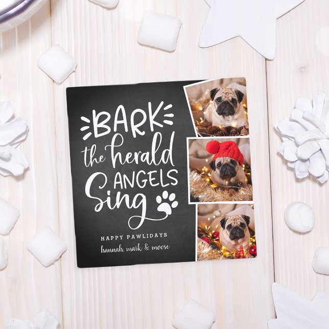 Tarjeta Festiva Festive Barks | Square Holiday Pet Photo Card (Subido por el creador)