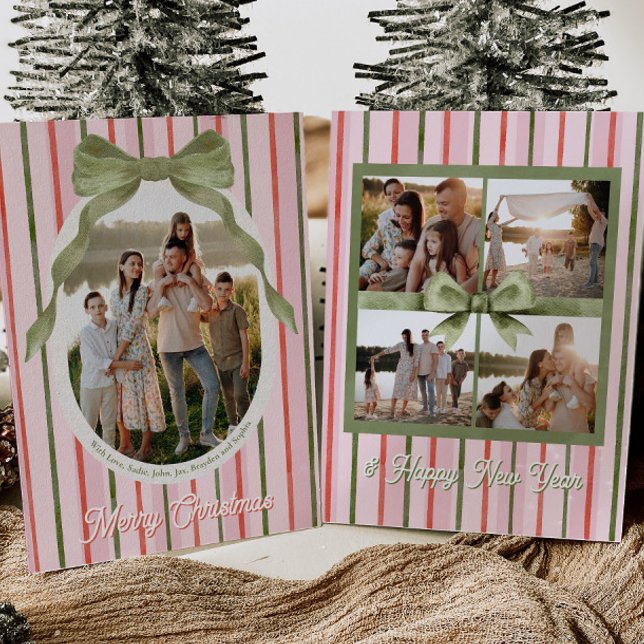 Tarjeta Festiva Festive Bow Photo Christmas Cards (Subido por el creador)