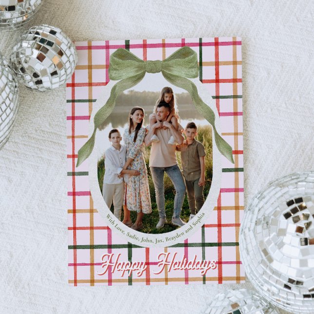 Tarjeta Festiva Festive Bow Photo Christmas Cards (Subido por el creador)