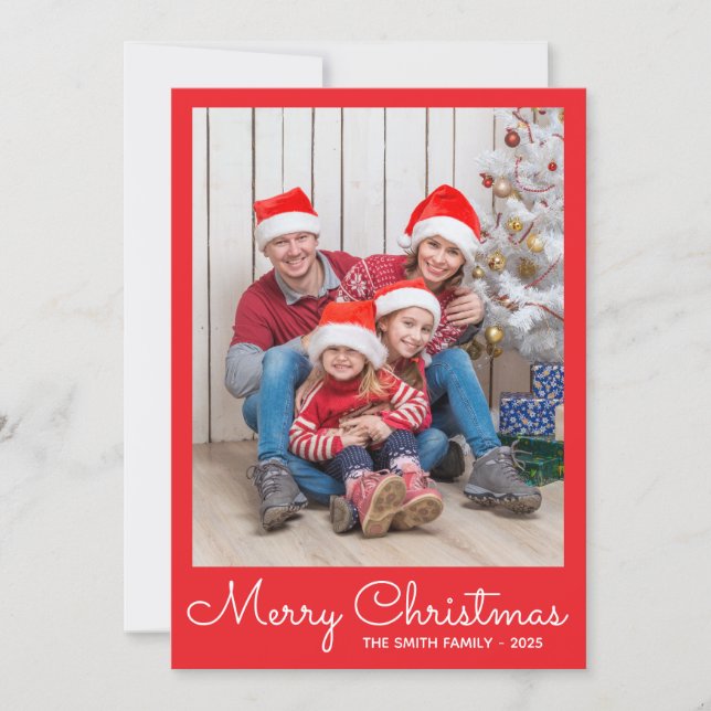 Tarjeta Festiva Festive Bright Red Photo (Anverso)