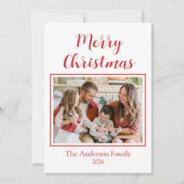 Tarjeta Festiva Festive Casual Merry Christmas Photo Red Card
