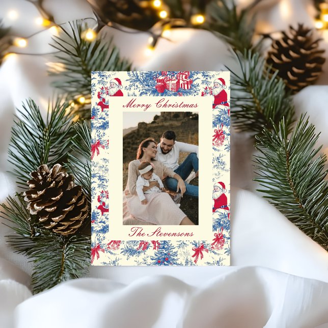 Tarjeta Festiva Festive Chinoiserie Toile De Jouy Photo Christmas (Subido por el creador)
