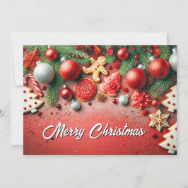 Tarjeta Festiva Festive Christmas Cookies and Snowflakes Scene