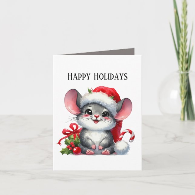 Tarjeta Festiva Festive Christmas mouse add message  (Anverso)
