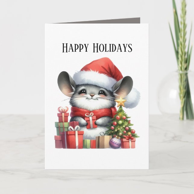 Tarjeta Festiva Festive Christmas mouse add message happy (Anverso)