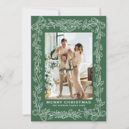 Tarjeta Festiva Festive Christmas Sage Green Bow Ribbon 3 Photo