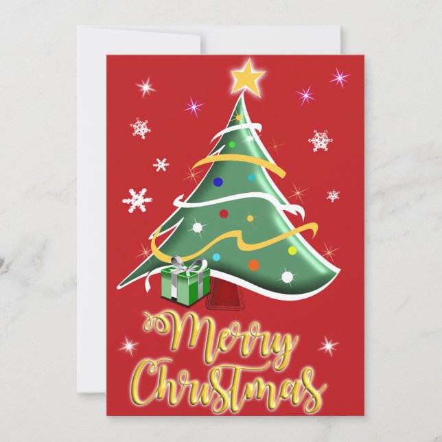 Tarjeta Festiva Festive Christmas Tree Holiday Greeting Card (Anverso)