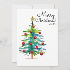 Tarjeta Festiva Festive Christmas Tree With Red Ornaments