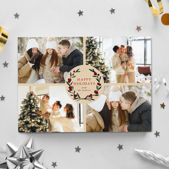 Tarjeta Festiva Festive Christmas Wreath 4 Photo Happy (Subido por el creador)